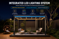 Pergola rétractable électrique sur mesure 5x6m, auvent pliant en aluminium robuste avec système de drainage par gouttière