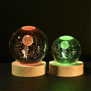 Stelle luminose personalizzate pianeti lune diversi modelli sfera di cristallo proiezione atmosfera base in legno luci notturne - Product Image 4