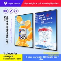 Panneau publicitaire lumineux ultra-fin personnalisé à tiroir coulissant, cadre en alliage d'aluminium mural, panneau en acrylique, éclairage LED