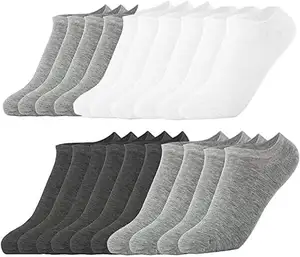 Calcetines de algodón personalizados, color puro, blancos, sin costuras, bajo corte, venta al por mayor, bajo precio