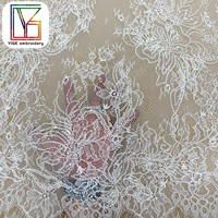 Tissu en dentelle florale 3D tendance avec perles, dentelle Chantilly, tissu à sequins, dentelle blanche perlée, dentelle française pour robes de mariée
