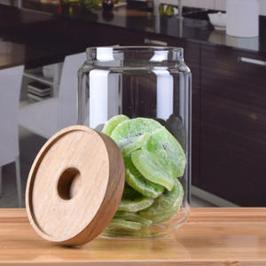 Tarro de vidrio de borosilicato <span class=keywords><strong>con</strong></span> <span class=keywords><strong>tapa</strong></span> de acacia, olla hermética de 1550ml para alimentos, Material de bambú, técnicas impresas para frijoles dulces - Product Image 2