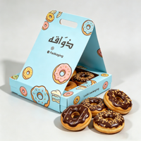 Boîte d'emballage pour beignets à emporter personnalisée, boîte à beignets en papier de haute qualité avec poignée, boîte de présentation en papier avec poignée