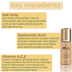 Label privé sérum organique en or 24 carats sérum visage blanchissant actif pour femmes corée peau du visage OEM/ODM lèvres 30ml 50ml 100ml pur - Product Image 6