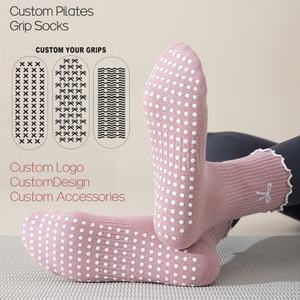 OEM Custom Logo Breathable Fashion Anti-slip Embroidery Gym Ruffle Yoga <b>Socks</b> Bow Reformer Non-slip Pilates <b>Socks</b> - Product Image 2