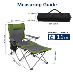 Adjustable <b>Backrest</b> Camping Lounge Chair 6-Legged Folding Chair Reclining Beach Chair with Foot Rest and Detachable Pillow - Product Image 2