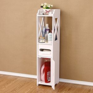 Soportes de papel higiénico de pie pequeños y modernos, estante de almacenamiento para suelo esquinero, tocador de baño con puerta y estante - Product Image 1