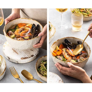 Ensemble de saladiers style pierre ensemble de <span class=keywords><strong>vaisselle</strong></span> en céramique ensemble d'<span class=keywords><strong>assiettes</strong></span> et de bols ronds en porcelaine pour la maison - Product Image 4