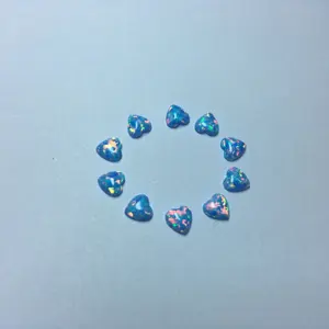 Wuzhou Fabrikant Platte Bodem Hart 5X5Mm Fire Blue Opal Cabochon