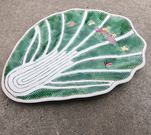 ถ้วยเซรามิกสำหรับตั้งแคมป์พิมพ์ลายรูปใบไม้สไตล์วินเทจถาดเสิร์ฟขนาดใหญ่จานใส่ของขบเคี้ยวผลไม้ใส่เครื่องปรุง - Product Image 3