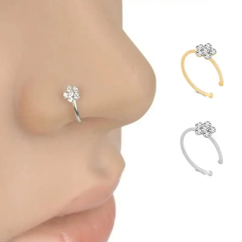 2401 set perhiasan tindik badan e-commerce, cincin hidung prem tanpa Aksesori kuku berlapis perak tembaga