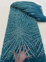 NI.AI Tissu de Luxe Brodé de Diamants, Dentelle Scintillante à Paillettes, Tissu Perlé pour Robe de Mariée