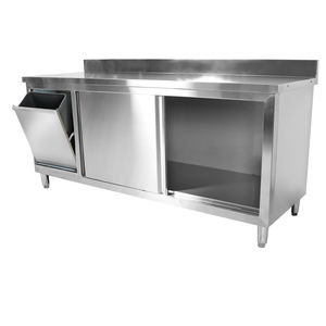 Mesa DE TRABAJO cerrada para cocina, armario deslizante de acero inoxidable con puerta - Product Image 1
