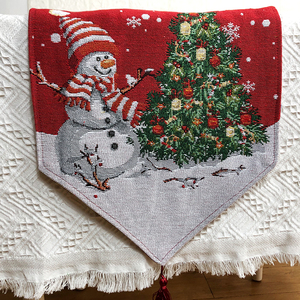 Hai Lớp kỳ nghỉ giáng sinh màu đỏ Mô hình màu xanh lá cây với tua tấm thảm dệt bảng Runner - Product Image 6