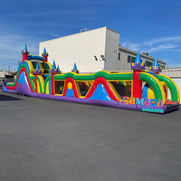 Parcours d'obstacles gonflable pour enfants et adultes, château gonflable avec toboggan