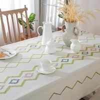 Nouvelle nappe rectangulaire de luxe nordique en coton et lin brodé 3D, couvre-table basse haut de gamme, style français