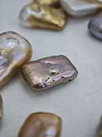 Perles rectangulaires jaunes baroques avec reflets irisés violets, semi-finies pour la fabrication de bijoux DIY