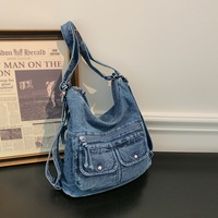 Sac fourre-tout vintage en jean 2026 grande capacité, léger, convertible en sac à dos, sacs à bandoulière décontractés pour femmes, logo personnalisé