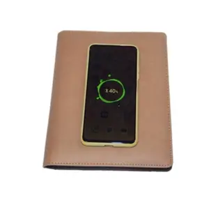 OEM Logo Business Gift A5 Leather With iOS Android Type-C 8000mAh powerbank high quality event planner notepad notebook