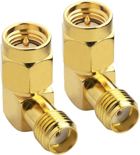 SMA Male to SMA Female Right Angle Adapter Kit Low Loss Antenna RF Coaxial Connector Pure Copper RF Adapters Type