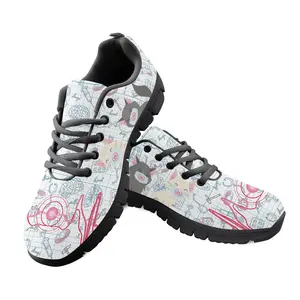 Day of the Dead Sugar Skull Blue Rose Floral Design Casual Sports Shoes for Men Mesh Breathable White Fashion Casual Sneakers