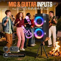 Enceinte portable sans fil W-KING T12, 370W MAX, son professionnel, basses profondes, grande enceinte d'extérieur avec roues