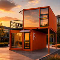 Maison contemporaine en conteneur maritime, ADU préfabriquée, petite maison modulaire à deux niveaux, bureau, studio de jardin, hôtel, centre commercial