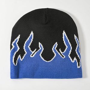 Chapeau en tricot flamme pour homme, chapeau de rue hip-hop, chapeau chaud en jacquard pour l'extérieur, chapeau contre le froid - Product Image 6