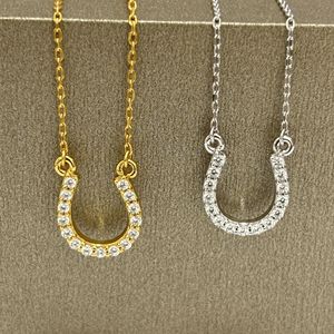 사용자 정의 승마 보석 925 스털링 실버 14K 골드 도금 지르콘 우아한 말굽 펜던트 목걸이 - Product Image 6