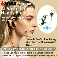 Headset Elektrostatis Kontrol Suara dengan Mikrofon, Dapat Dipasang di Helm untuk Walkie Talkie