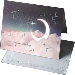 Boîte de papier pliante d'enveloppe de lune de gloire pour avec la pierre tombale blanche d'Envolpe dévoilant des cartes de voeux