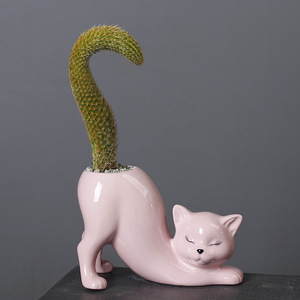 Vaso per Piante Grasse in Ceramica a Forma di Coda di Gatto HY Creative, Vaso Creativo a Forma di Coda di Scimmia per Cactus e Piante Succulente, Stile Cartone Animato, per Esportazione - Product Image 3
