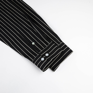 <span class=keywords><strong>Camicia</strong></span> a Righe Personalizzata di Alta Qualità in Cotone Stampato a Maniche Lunghe per Uomo, Stile Business Casual - Product Image 3