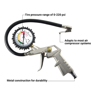 Manomètre analogique de pression des pneus de camion 0-220 psi avec raccord pneumatique droit et tuyau flexible - Product Image 5