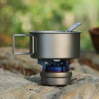 Ensemble de bols en titane 450ml et 600ml avec poignée pliée Poêle à vaisselle légère en titane pour batterie de cuisine de camping en plein air