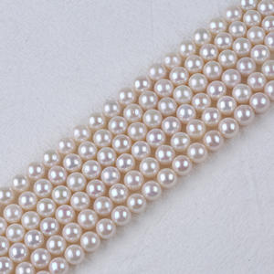 Chaîne de perles d'eau douce naturelles Zhuji 8-9 mm, rondes blanches, accessoire de bijouterie DIY, vente en gros - Product Image 1