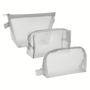 Juego de 3 Bolsas de Maquillaje de Malla con Cierre, Bolsa de Aseo de Viaje para Organizar Maquillaje - Product Image 1