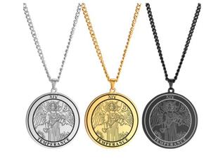 Collar de tarjeta de <span class=keywords><strong>Tarot</strong></span> redondo para mujer, joyería de acero inoxidable, amuleto de astrología Arcana mayor, collar de pareja - Product Image 5
