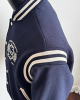 Veste universitaire bleu marine personnalisée OEM pour homme, style classique Letterman, avec logo brodé