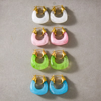 Boucles d'oreilles créoles en acier inoxydable marbré pour femme, style huggie, bijoux d'été tendance