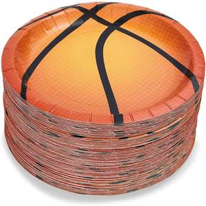 Approuvé par la FDA 7 pouces blanc jetable basket-ball CMJN rond papier plaque 350gsm fête fournitures - Product Image 3