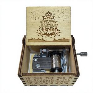 กล่องดนตรีไม้ไขลาน งานคริสต์มาส สไตล์อเมริกัน รูปทรงสี่เหลี่<span class=keywords><strong>ย</strong></span>มผืนผ้า ทำจากไม้อัด เสียงเพลง 30 วินาที พร้อมสลักลาย สำหรับเทศกาล - Product Image 5