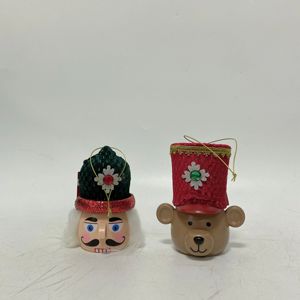 Adorable <b>Nutcracker</b> Bear <b>Christmas</b> Ornaments 2pcs Soft Plush Hanging <b>Decor</b> for Holiday Tree - Product Image 1