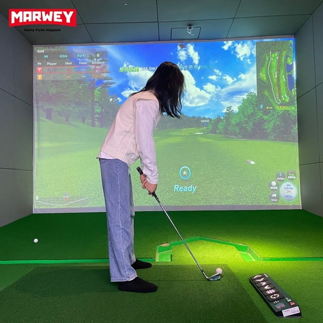 Marwey Factory Direct Sales Golf Simulator Smart Screen Interactive Projection Commercial Indoor Golf Game Simulators