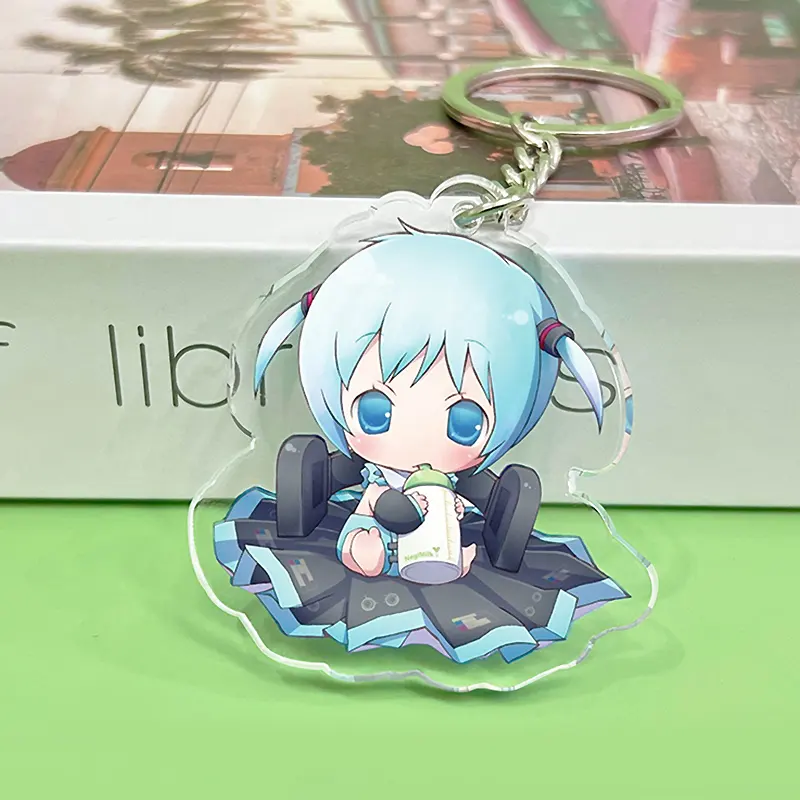 Nhựa Keychain quyến rũ Epoxy Anime Acrylic Móc khóa thiết kế tùy chỉnh in long lanh 3D Nhà sản xuất tùy chỉnh hai lớp Acrylic