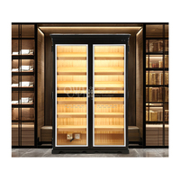 Vitrine à cigares en verre sur mesure, humidor à cigares, éclairage LED moderne, armoire à cigares en bois verrouillable, vitrine de magasin