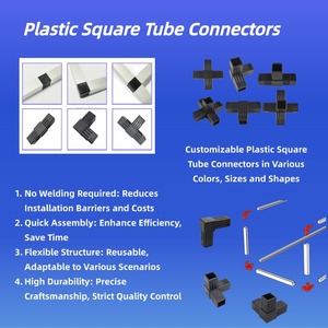 Connecteur d'angle en T en plastique carré 25x25 mm pour tubes métalliques et cadres en aluminium – 2, 3, 4 ou 5 voies - Product Image 6