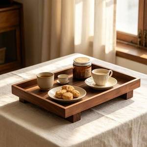 Wooden Serving <b>Tray</b> For Tea Coffee Snacks Jewelry Storage Solid Color <b>Small</b> Medium Large Size - Product Image 5