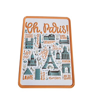 Rouleau de peinture 3D Paris personnalisé Style Art Déco Aimant publicitaire en métal pour réfrigérateur en étain Aimant souvenir en fer blanc