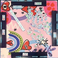 Nouveau jeu d'échecs de table sur mesure, motif Perle Bleue, avec breloque porte-bonheur gravée, en acrylique, pour jeu de Mahjong américain, tapis de jeu et divertissement